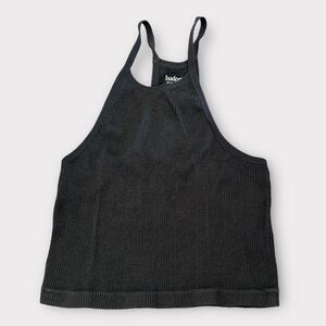 ISADORA tank top biker race cut cropped black Sz XL